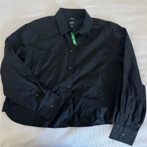 Cropped black button up blouse